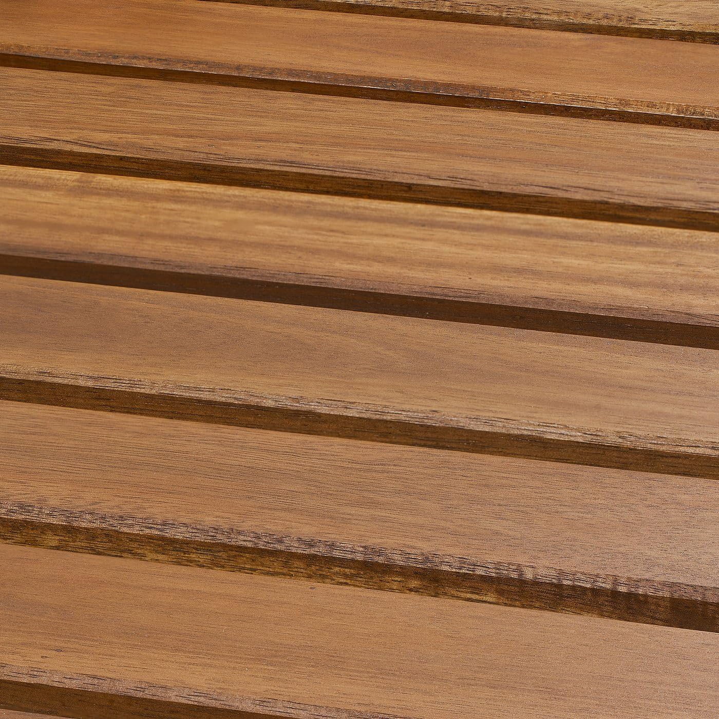 Outdoor Modular Sofa Seat Section, Solid Acacia Wood Patio Seating with Light Brown Stain Finish, Durable Wooden Garden or Balcony Furniture, 31.88 x 31.88 x 15 Inches, 243 lb Capacity