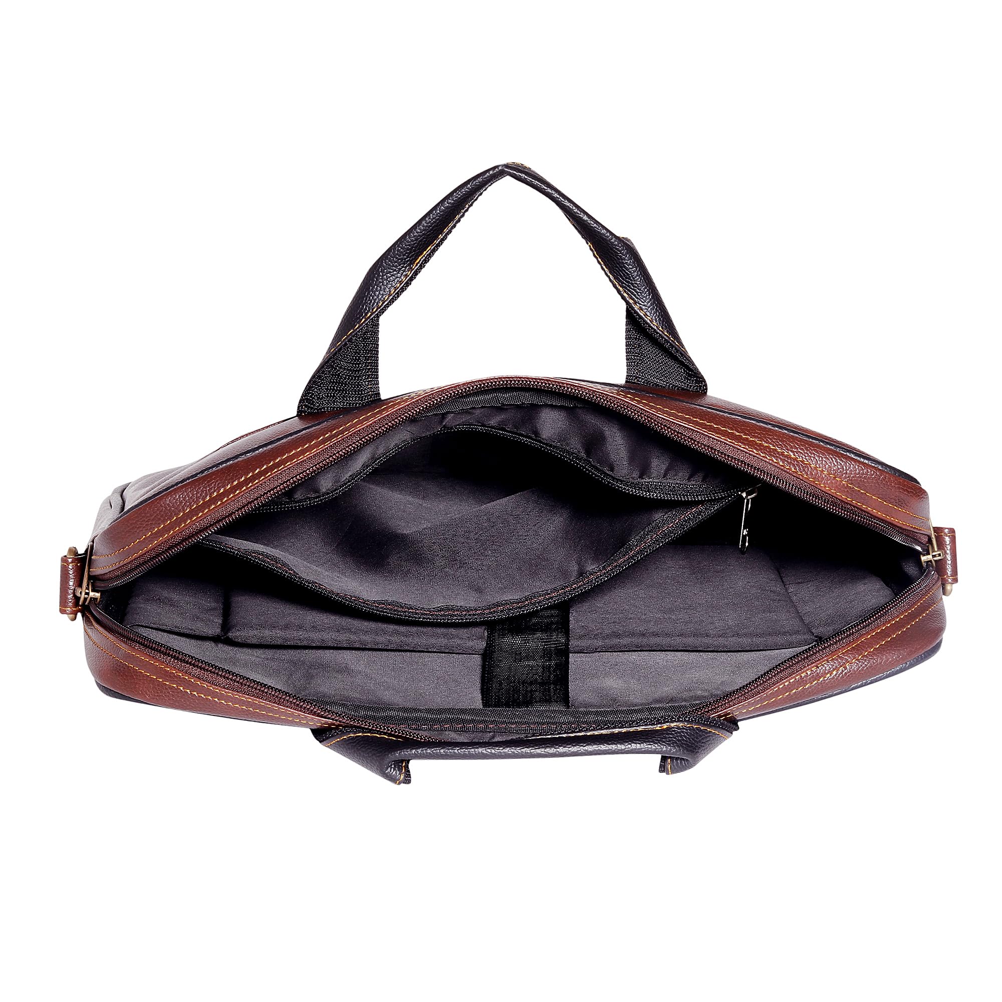 Bagneeds Men's Vegan Leather Durable PU Leather Laptop Messenger Bag Satchel for Men and Women Elegant & Durable budget friendly Brown 3