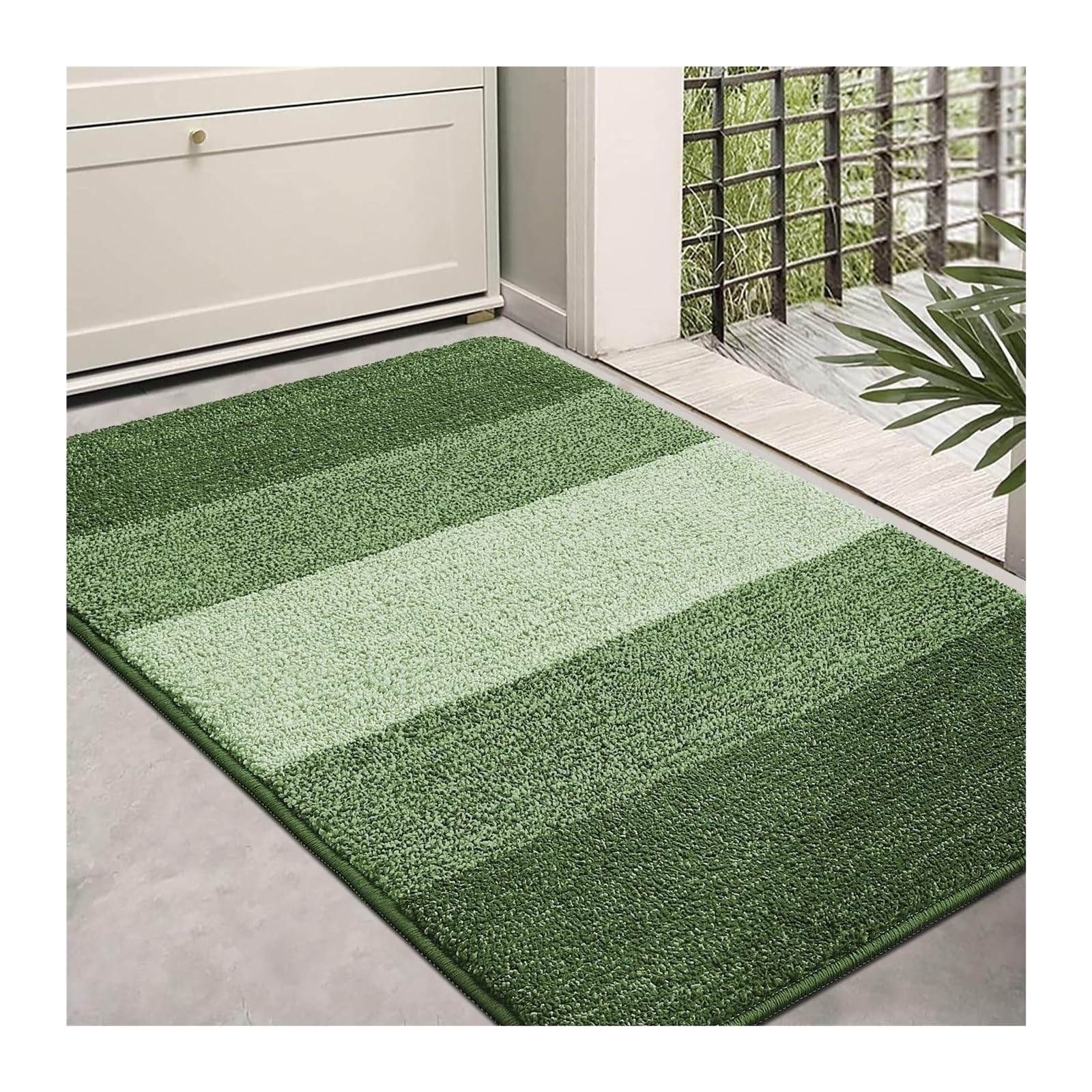 Tapis D entrée Paillasson D'entrée Antidérapant for Intérieur, Tapis Discret, Tapis De Sol Super Absorbant, Tapis De Salle De Bain(Green,80x100cm(31x39 inch))