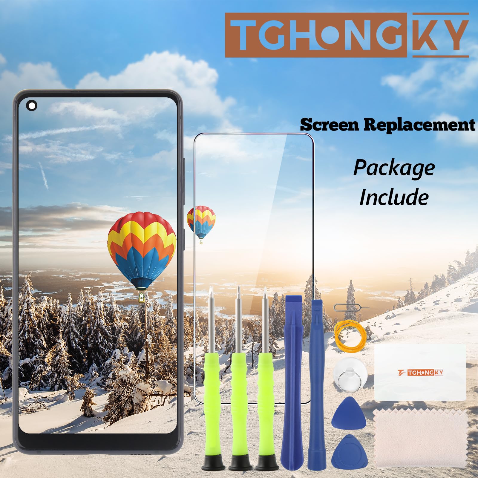 LCD Schermo per Samsung Galaxy A21S Display Touchscreen di Sostituzione del Display per Samsung A21S A217 LCD con Strumenti di Riparazione(Nero con Cornice)