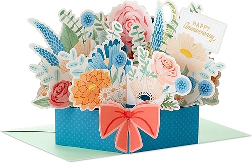 Hallmark Paper Wonder - Tarjeta desplegable de aniversario para esposa o novia (ramo exhibible)