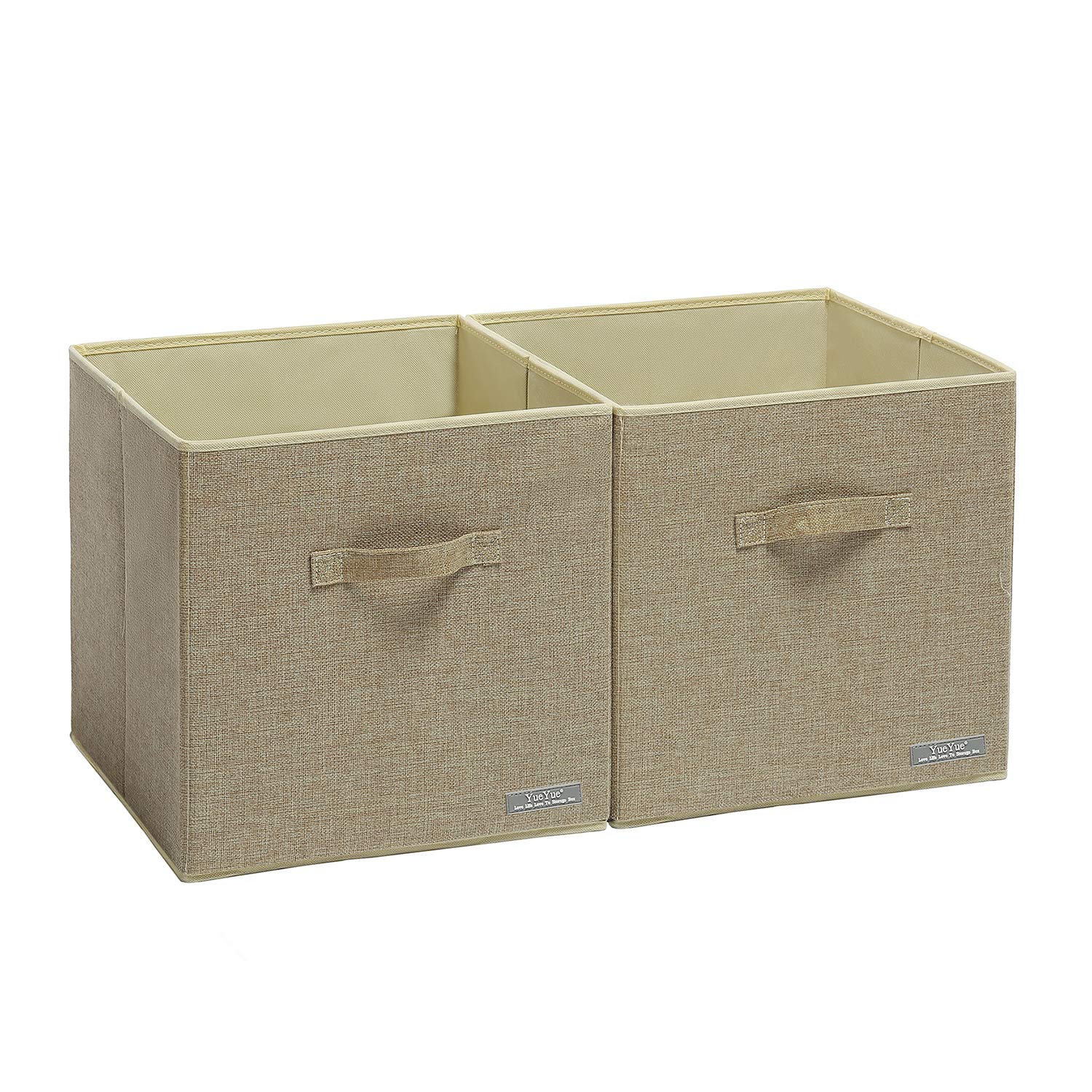 YueYue Fabric Foldable Closet Organizer Bins Storage Cube - 2 Pack 13 X 13 X 13 Inch Cube Storage Bins Collapsible Linen - Bin Storage Fabric Basket Cloth Pack Cubes