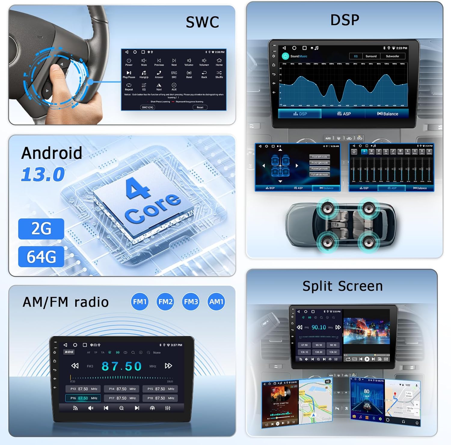 Car Stereo Radio for Chevy Silverado 2007-2013, Touch Screen Radio for Chevy Silverado 1500 with 10Inch 2+64GB Carplay & Android Auto Backup Camera