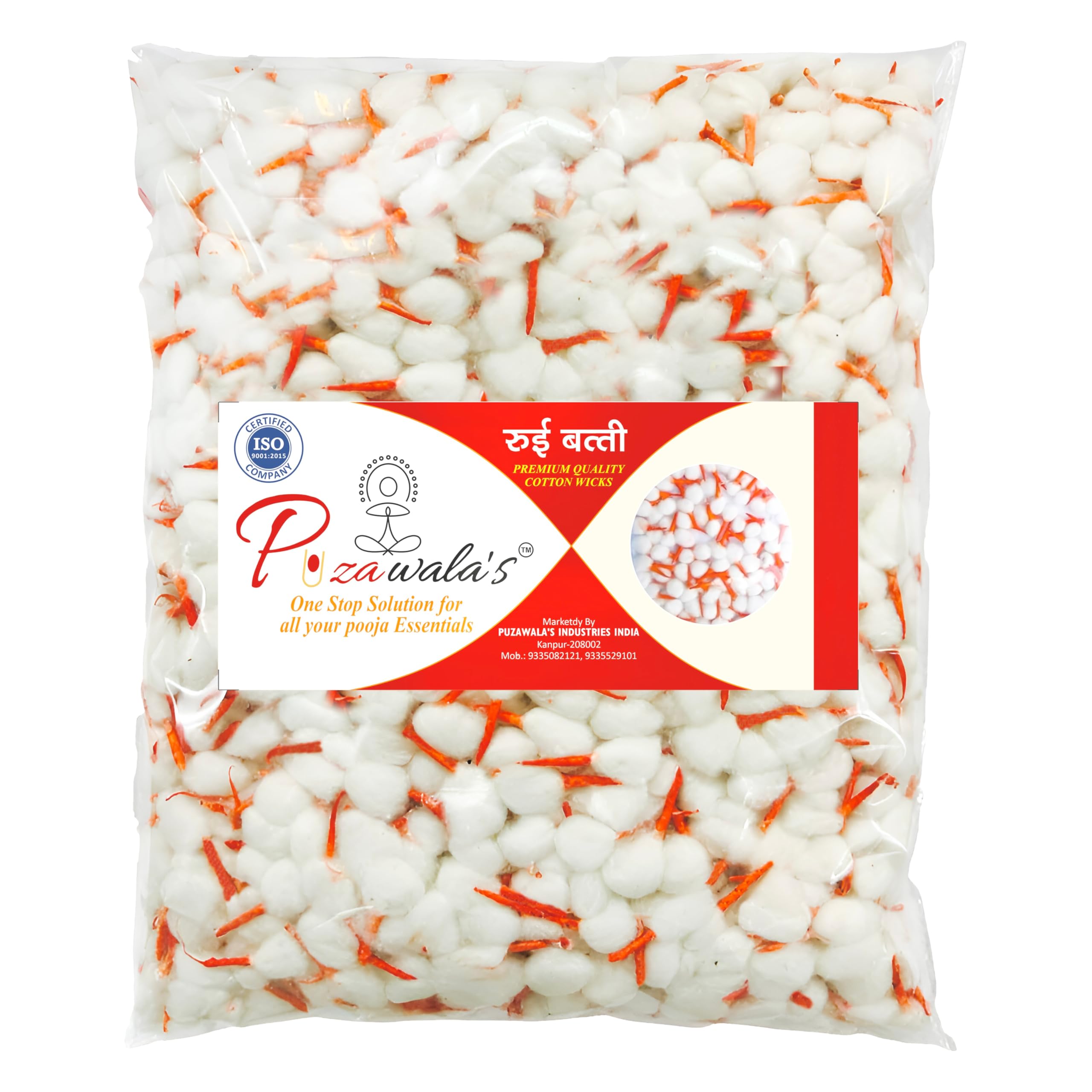 Puzawala's 1000 PCS Handmade Pooja Red Cotton Wicks Phool Baati Small Size Puja GOL DiyaBatti Jot batti jyotbatti Pack Pujawalas-image-2