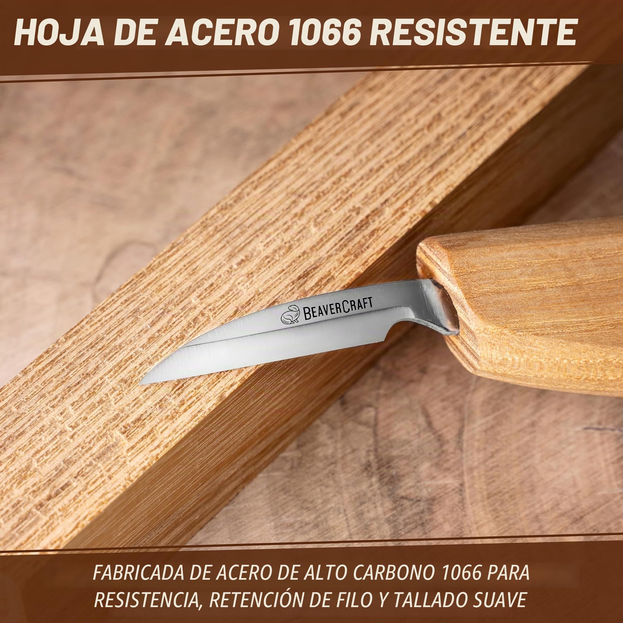 BeaverCraft, Cuchillo para tallar madera C8 de 4.6 cm Sloyd para detalles - Herramientas de tallado en madera para principiantes y niños
