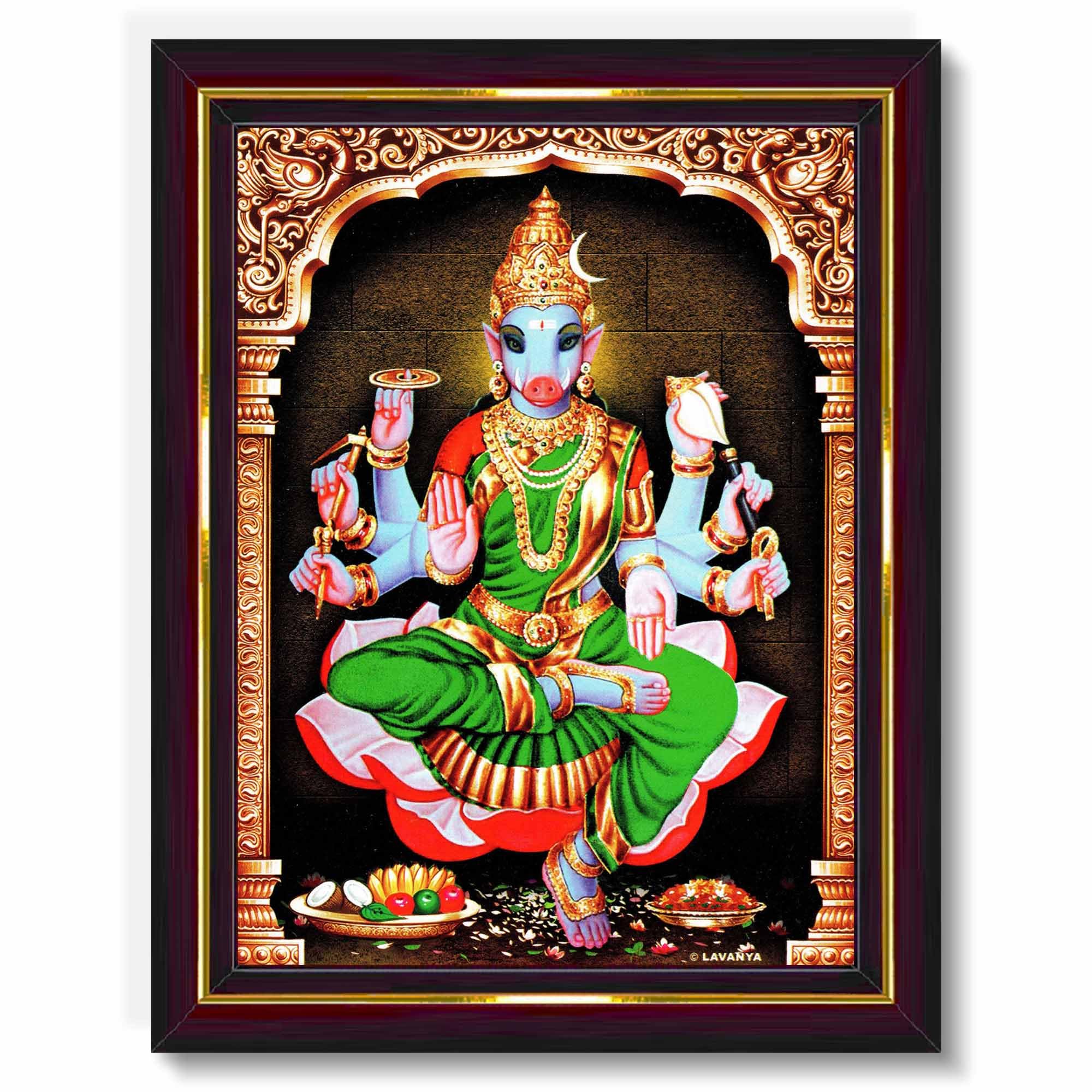 Pavan Photo Laminations Varahi Amman Photo Frame Wall Painting Framed Home Decor (Wood,Matte,Brown,Big Size,10 x 12 Inch) B1605M