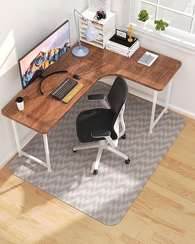 Vista 50 de Blvornl Tapete grande para silla de oficina para suelo de madera dura, tapete para silla con ruedas para madera dura, protector de suelo duro Gris