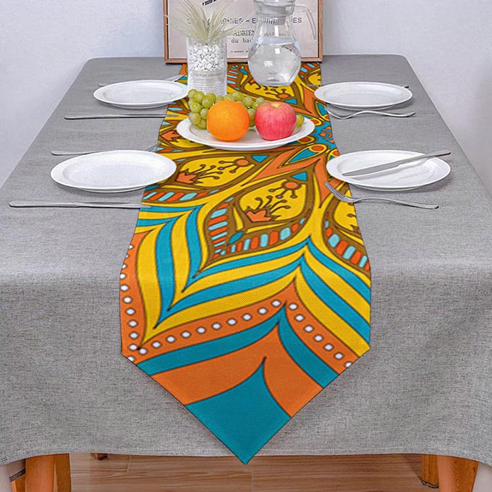 Chemin de table anti-rayures coton lin KnSam protège table à manger et placard