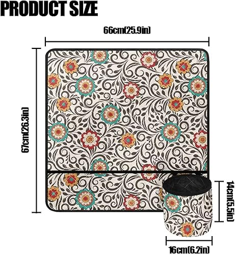Miniatura 96 de Estera de máquina de coser con flores brillantes y florales bohemias, reduce la vibración, antideslizante, organizador duradero