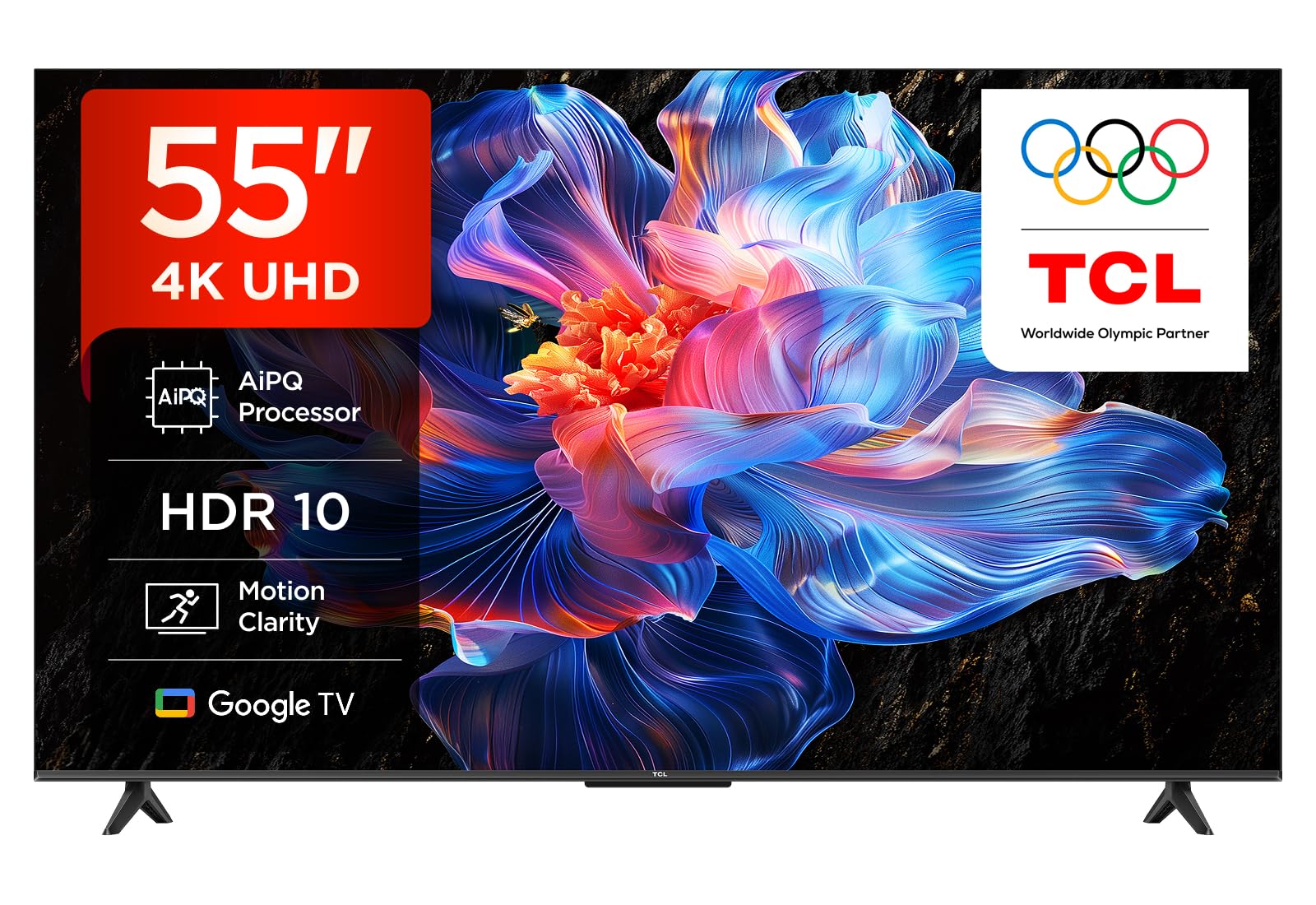 TCL 55V6C LED Direct Smart TV 55", HDR 4K, avec Technologie Google TV (Dolby Audio, Motion Clarity, Compatible avec Google Assistant et Alexa)