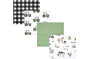 Hudson Baby Unisex Baby Super Soft Cotton Flannel Receiving Blankets, Boy Farm Prints