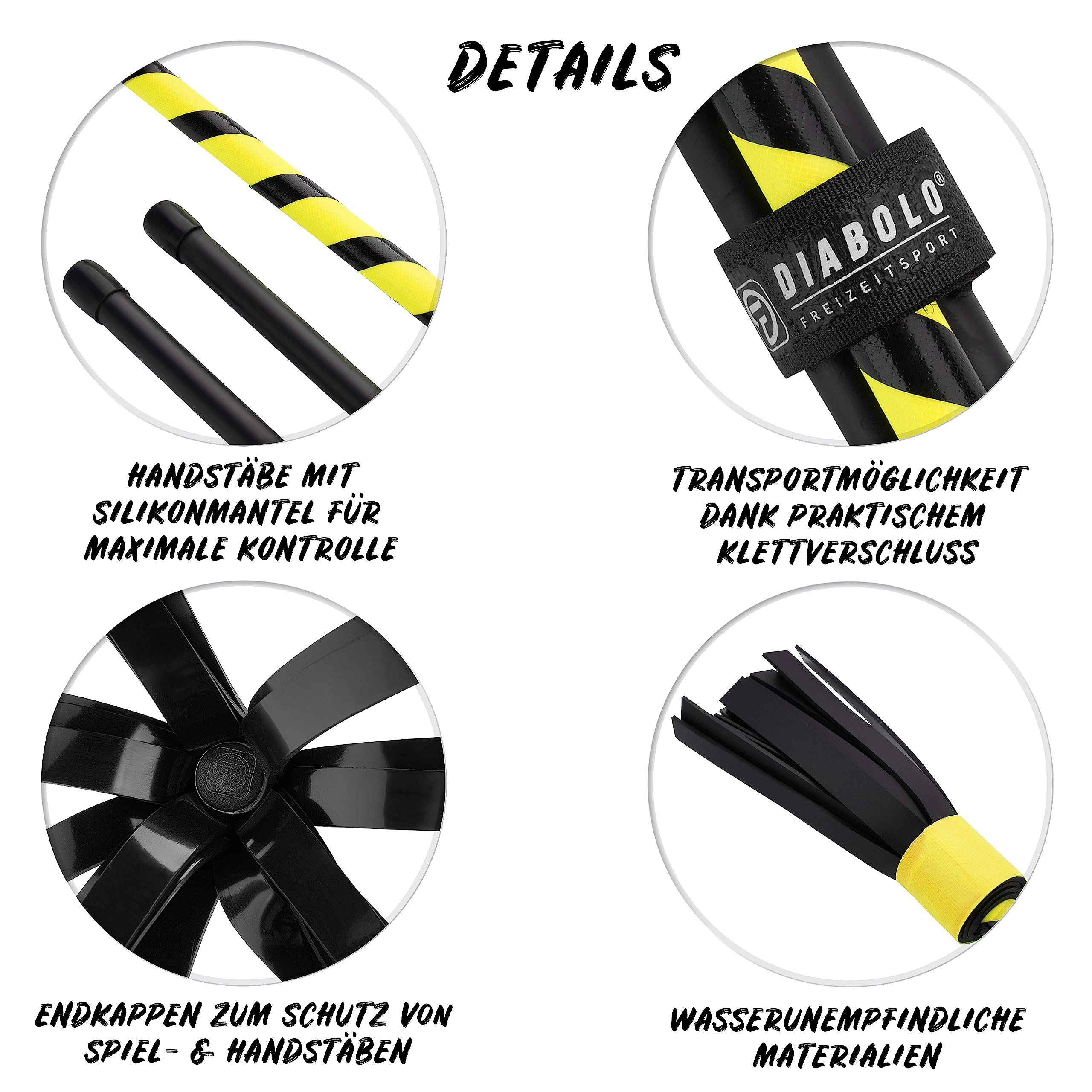 Diabolo Freizeitsport Flowerstick Basic Bâton de fleurs réactif aux UV avec deux baguettes en fibre de verre, attire tous les regards lors des festivals, idéal pour les débutants, facile à contrôler