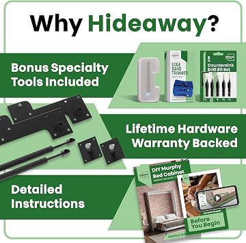 DIY Murphy Bed Kit Queen Vertical | Murphy Bed Hardware for Wall Cabinet Vertical Queen Frame Deluxe Mechanism Kit with Bonus Tools