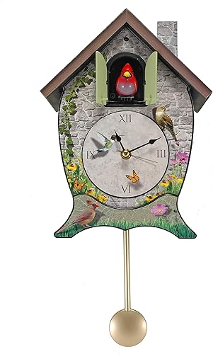 Mark Feldstein - Reloj de cuco con sonido de pared cardenal cantante para jardĂn Mark Feldstein - Reloj de cuco con sonido de pared cardenal cantante para jardĂn
