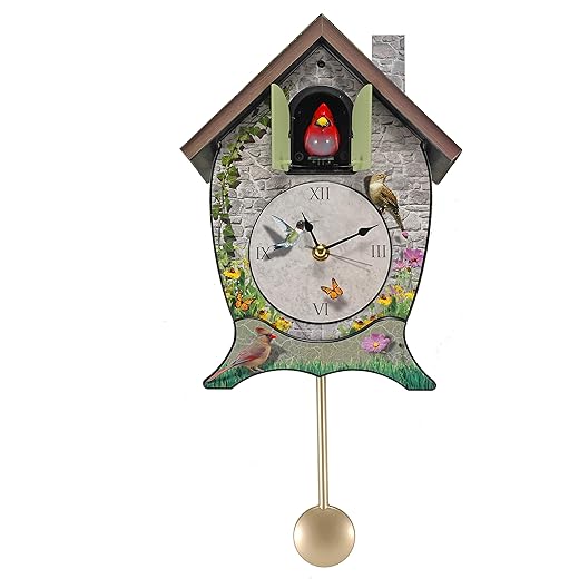 Garden Cottage Singing Cardinal Clock