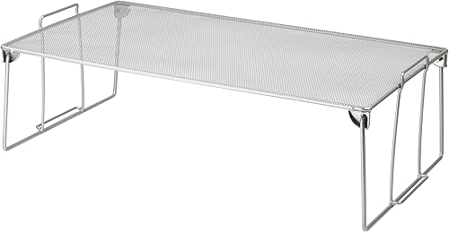 YBM HOME Estante apilable de almacenamiento para cocina, baño y oficina, organizador de acero inoxidable de malla plateada con patas entrelazadas,