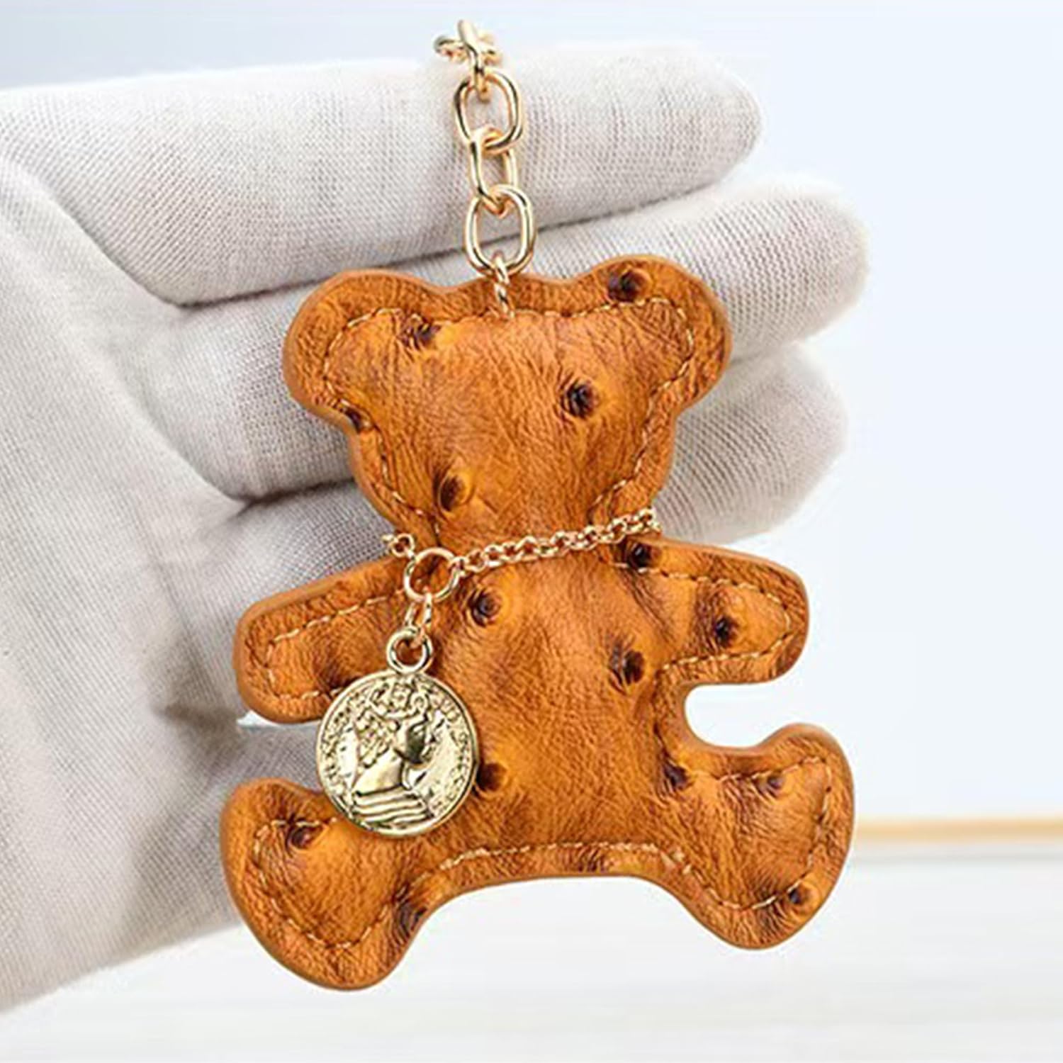 Necklace Bear Keychain, Cute Bear Bag Charm, Fashin Teddy Bears Charm for Purse Handbags Bag Accessories PU Key Charms - Image 5