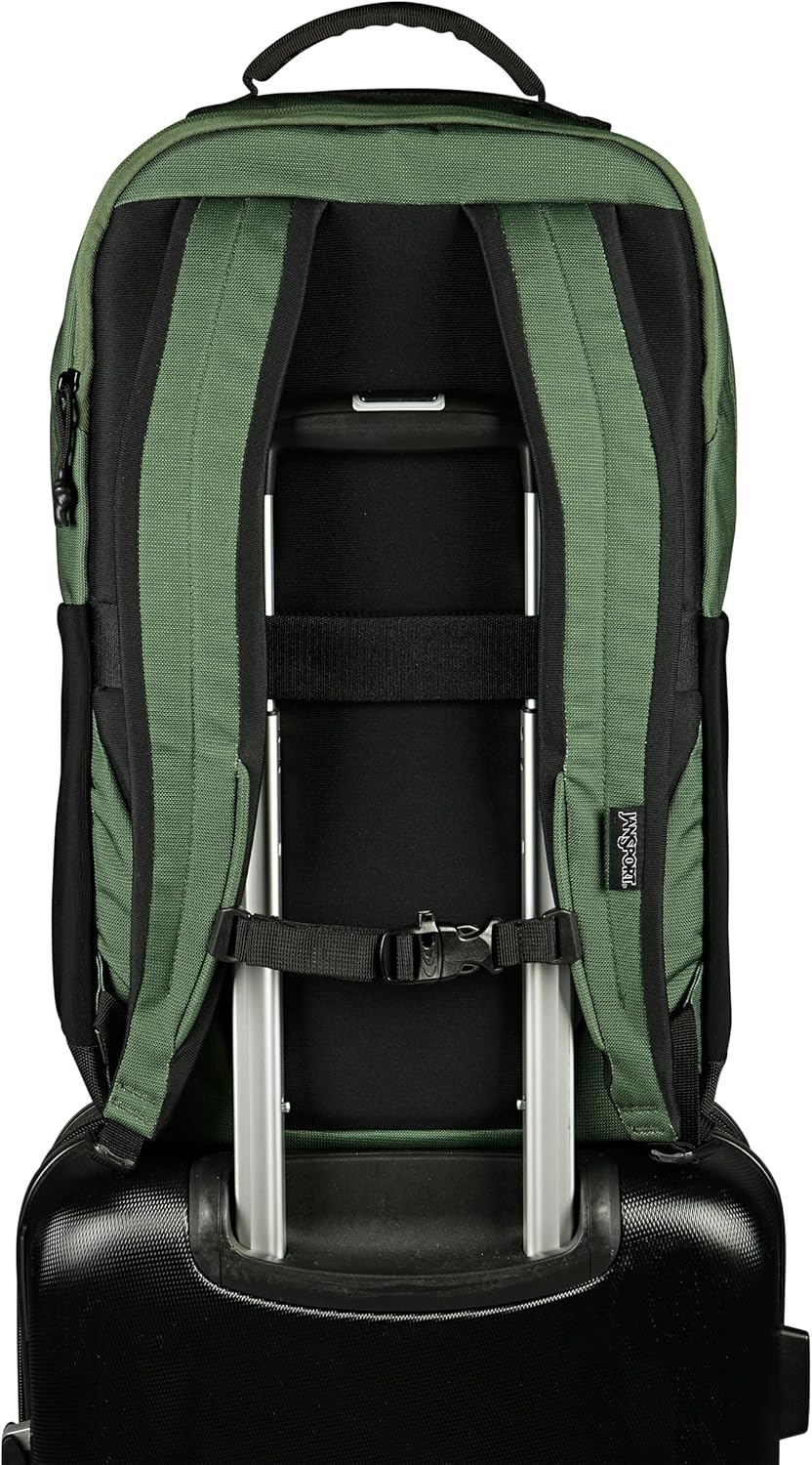 JanSport Journey Pack Backpack – Large Main Compartment, Dual Water Bottle Pockets, 15-inch Padded Laptop Compartment with Tricot Lined Sleeve, Cargo Green