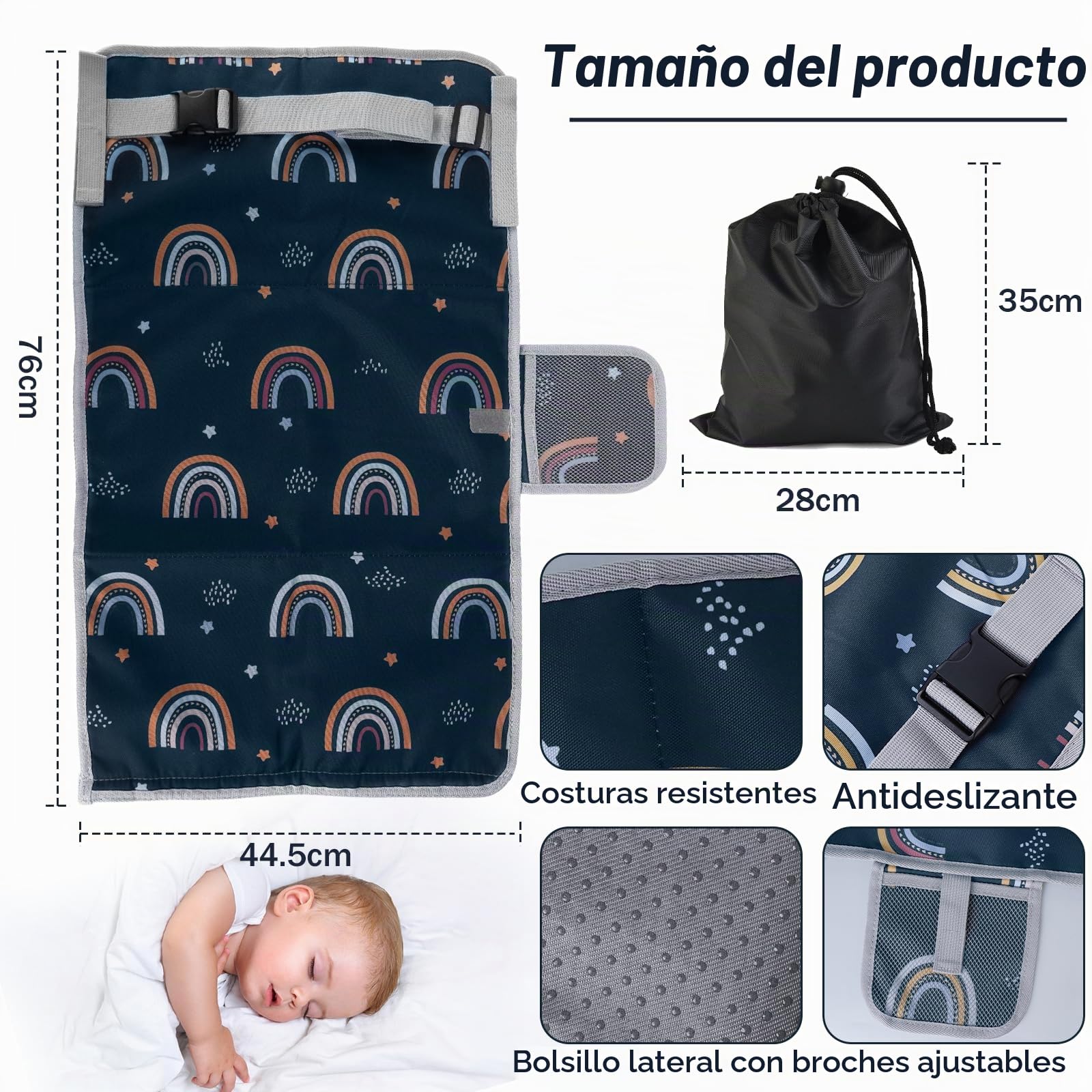 LURICO Reposapiés de Avión para Niños, 76x44.5 cm Extensores de Asientos Plegable Hamaca de Pie Cama de Avión para Descanso de Niños Cama de Viaje para Expandir Las Piernas de Descanso