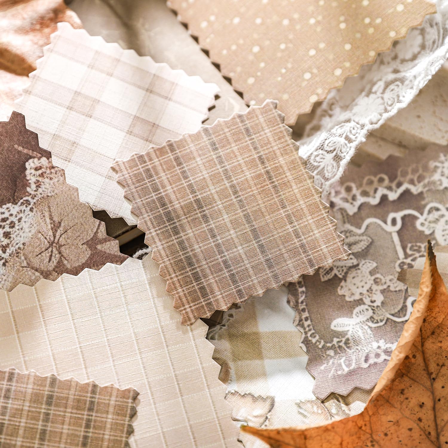 Alideco 180pcs Vintage quilted fabric print Scrapbooking Paper for Journaling Supplies, Decorative Craft Paper for Junk Journals (licaixiaoyangce) image 2