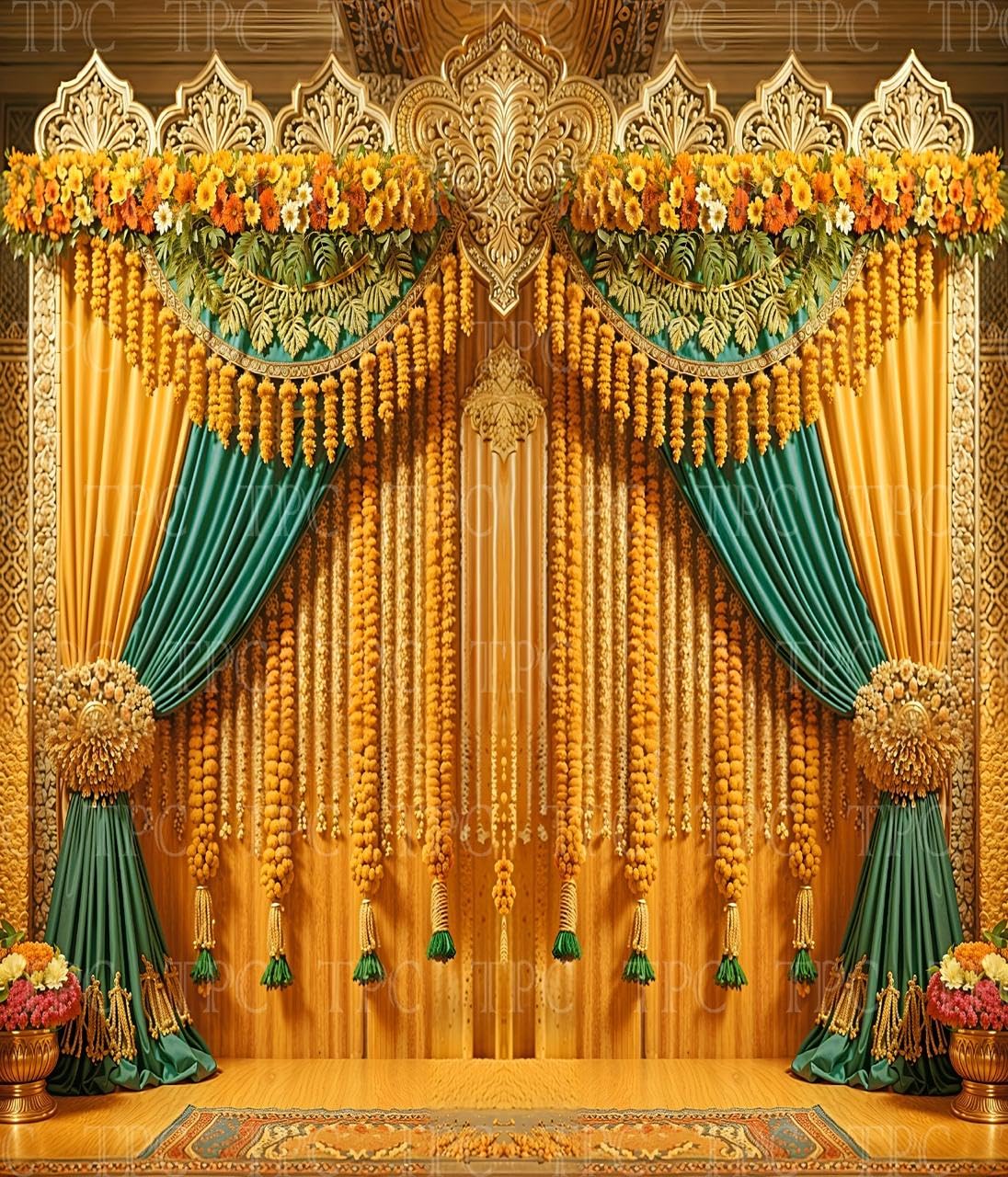 PRIYAKANT SAFAWALA Ganpati Decoration Digital Background Ideas at Home, Festival, Wedding, and Special Ganesh Chaturthi Decoration Background (Size, Width 5 Feet and Hight 6 Feet, Raj Darbar)-picture-11