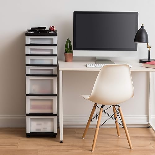 Miniatura 2 de IRIS USA Organizador de almacenamiento de plástico, movible con ruedas y 7 cajones, para el aula, artículos de manualidades, tocador, armario, baño
