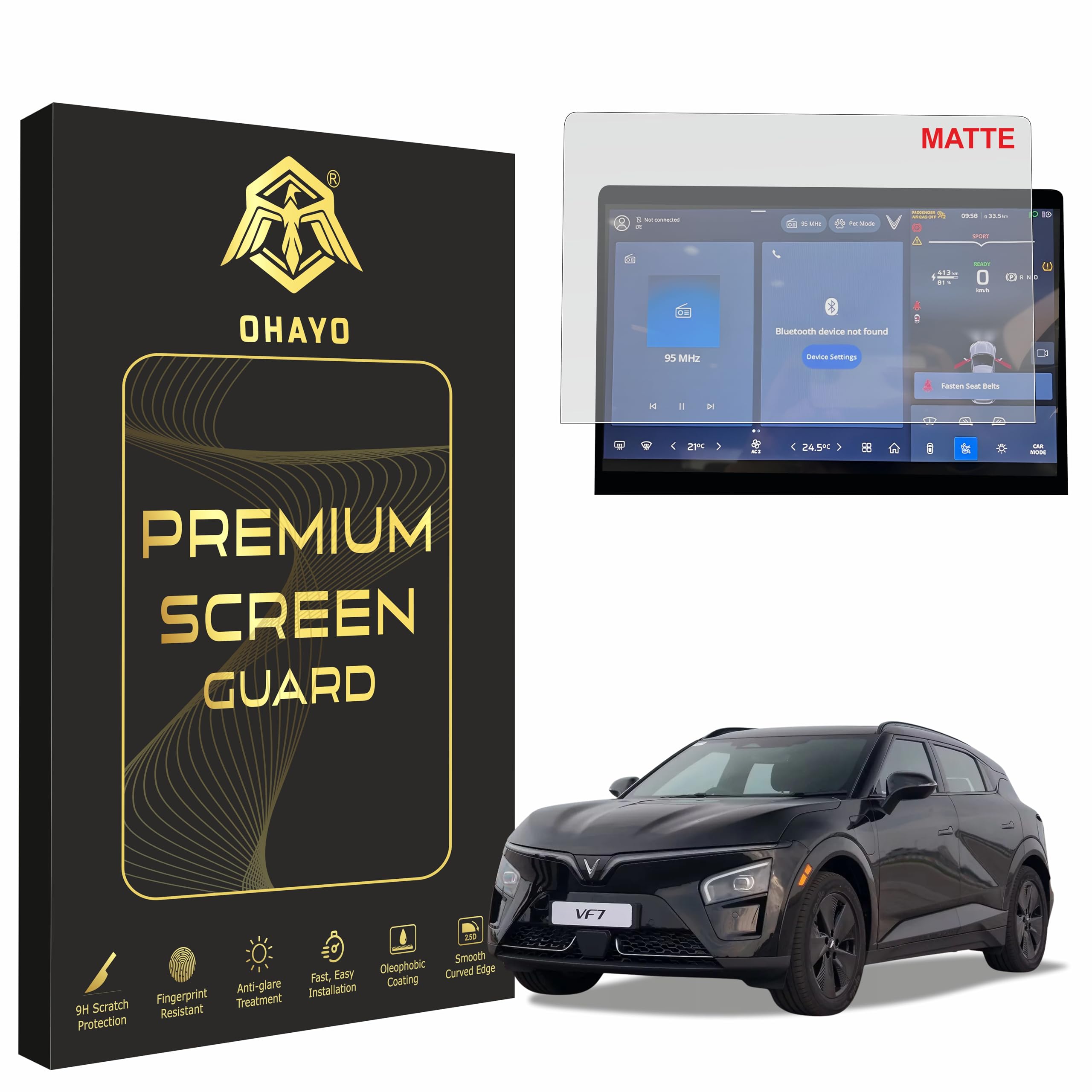 OHAYO Matte Screen Protector for VINFAST VF6 & VF7 2025-2026 12.9 Inch Infotainment Display | Custom Fit for VF6 VF7 Touchscreen | 9H Hardness Military Strength Scratch Resistant | Anti Fingerprint HD Clarity Smooth Touch Response | Bubble Free Installation | Not Tempered Glass-image-45