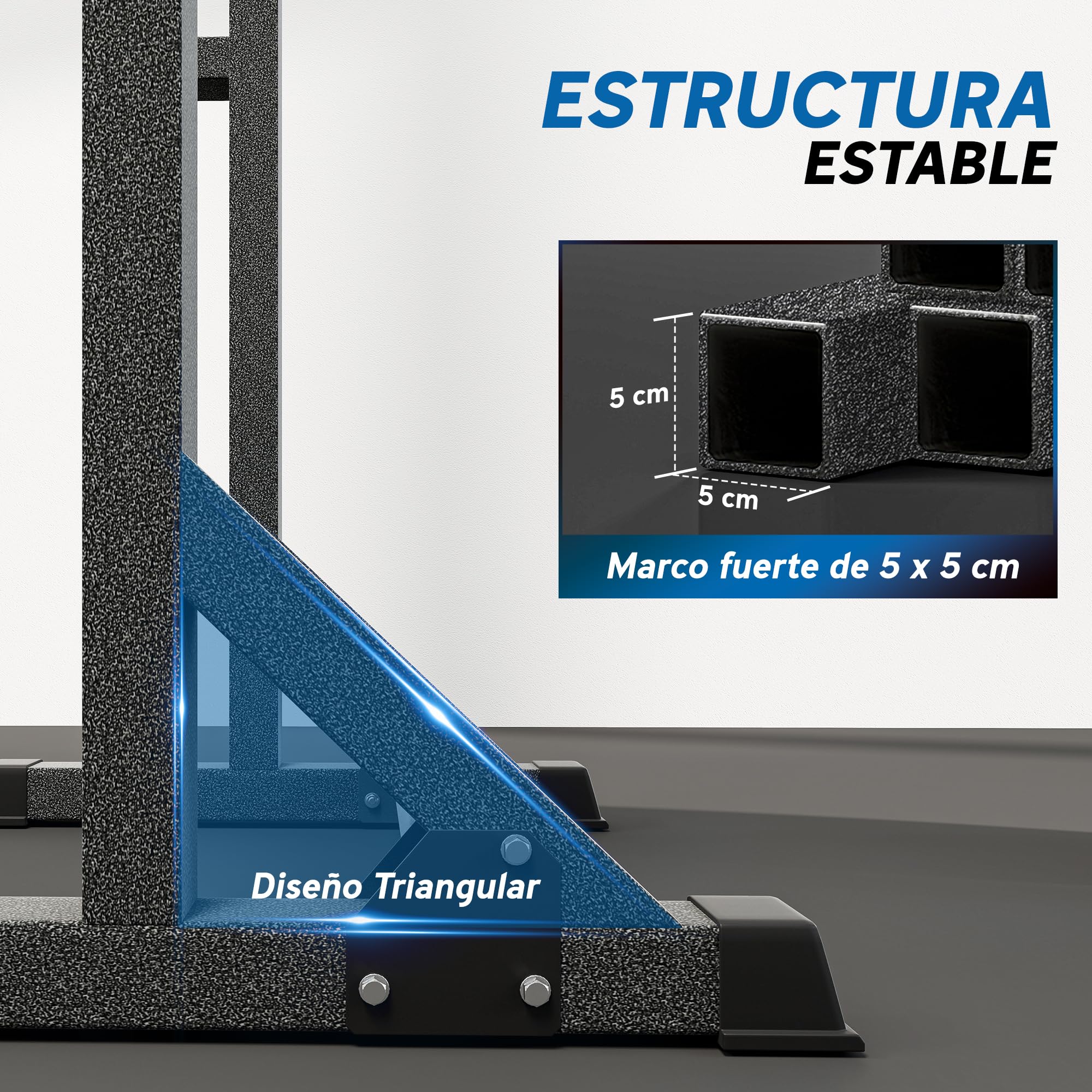 SPORTNOW Soporte para Barras de Pesas Multifuncional Gimnasio 150 kg Negro | Altura y Ancho Regulable, Rack Musculación, Estructura de Acero, Entrenamiento en Casa Gimnasio