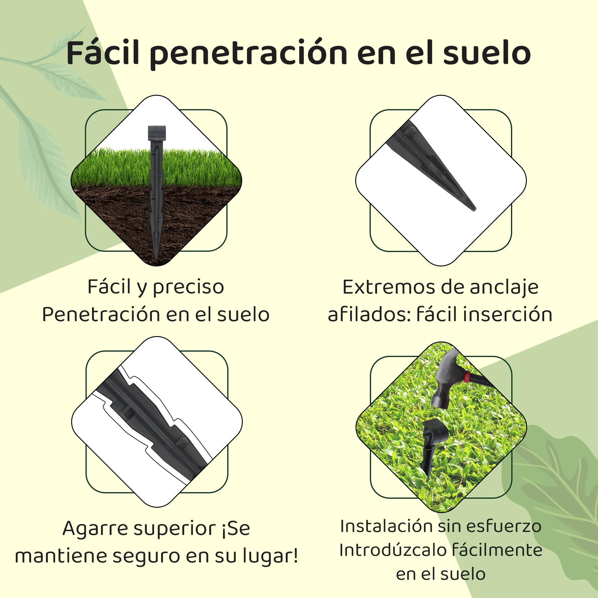 GARDENIX Manguera de jardín con ancla, 100 unidades, anclajes de fijación para manguera de goteo, pinchos para riego, diámetro de 16 mm, tenedor de perlado estable y resistente a roturas, larga