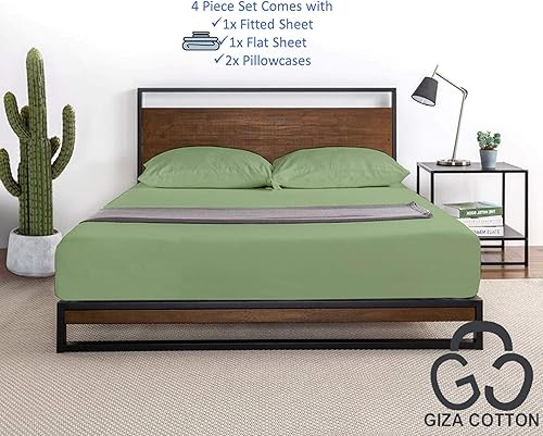 Miniatura 10 de MGPS 100% algodón Giza Egyptian Dreams 4 piezas juego de sábanas de bolsillo profundo de 15 pulgadas, juego de sábanas de algodón Giza y fundas de