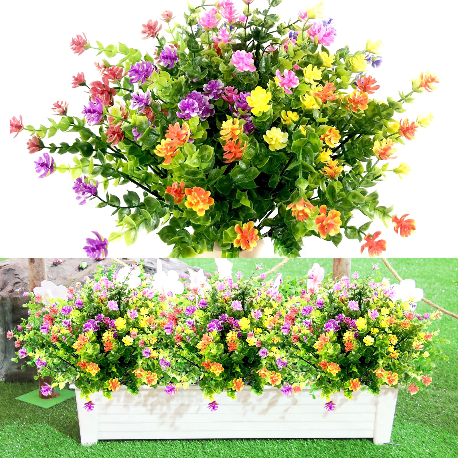 10 Mazzi Di Fiori Artificiali Per Esterni LARDUX - Plastica UV Resistant - Multicolore - 4
