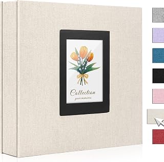 Photo Album 4x6 600 Photos Linen Large Capacity Fabric Cover Books Albums Wedding School Family Anniversary Baby Memory Engagement Travel Albums(Beige, 600 Pockets)