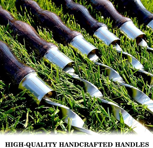 Miniatura 5 de Juego de brochetas de acero inoxidable de metal 6 en 1 de 25 pulgadas - Kit de pinchos premium para asar al aire libre - Accesorios para asar a la