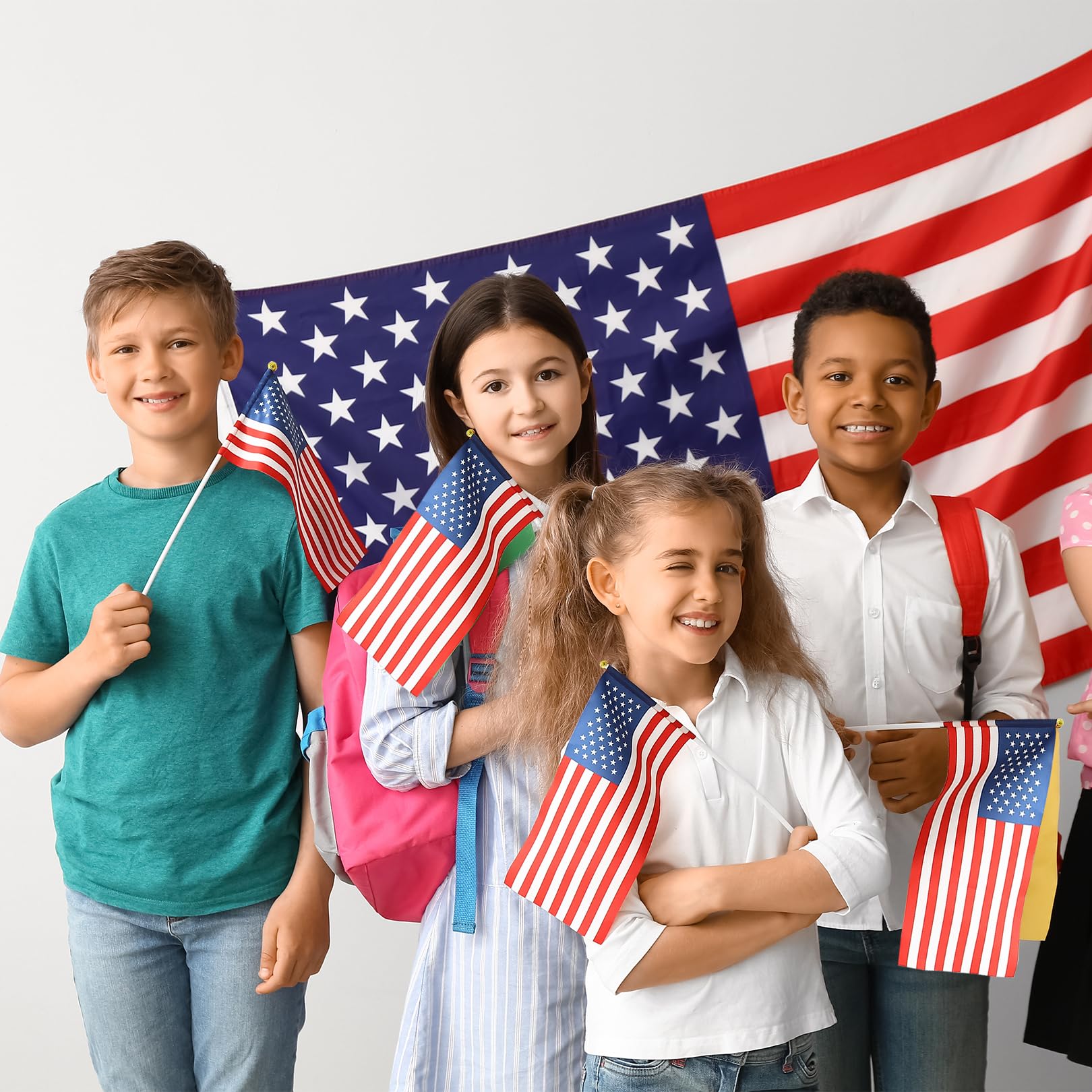 10 sztuk flagi USA, July Independence American Flag ręcznie robiona dekoracja | Amerykańska flaga wisząca, amerykańska mała flaga na stół, amerykańska mała flaga stołowa na imprezę