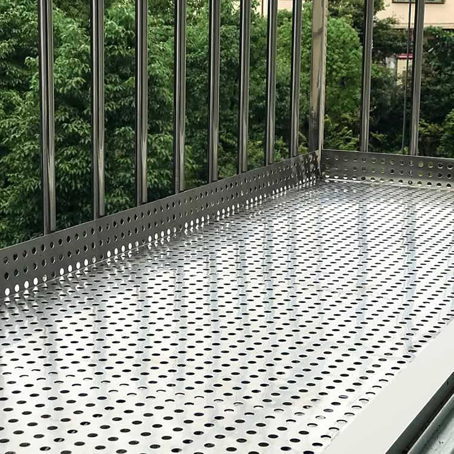 Kanduo Lamiera Forata in Acciaio Inox Lamiera Forata, Rete Metallica Forata in Acciaio Inossidabile con Fori Rotondi, zerbini Anti-Perdita(25x100cm)