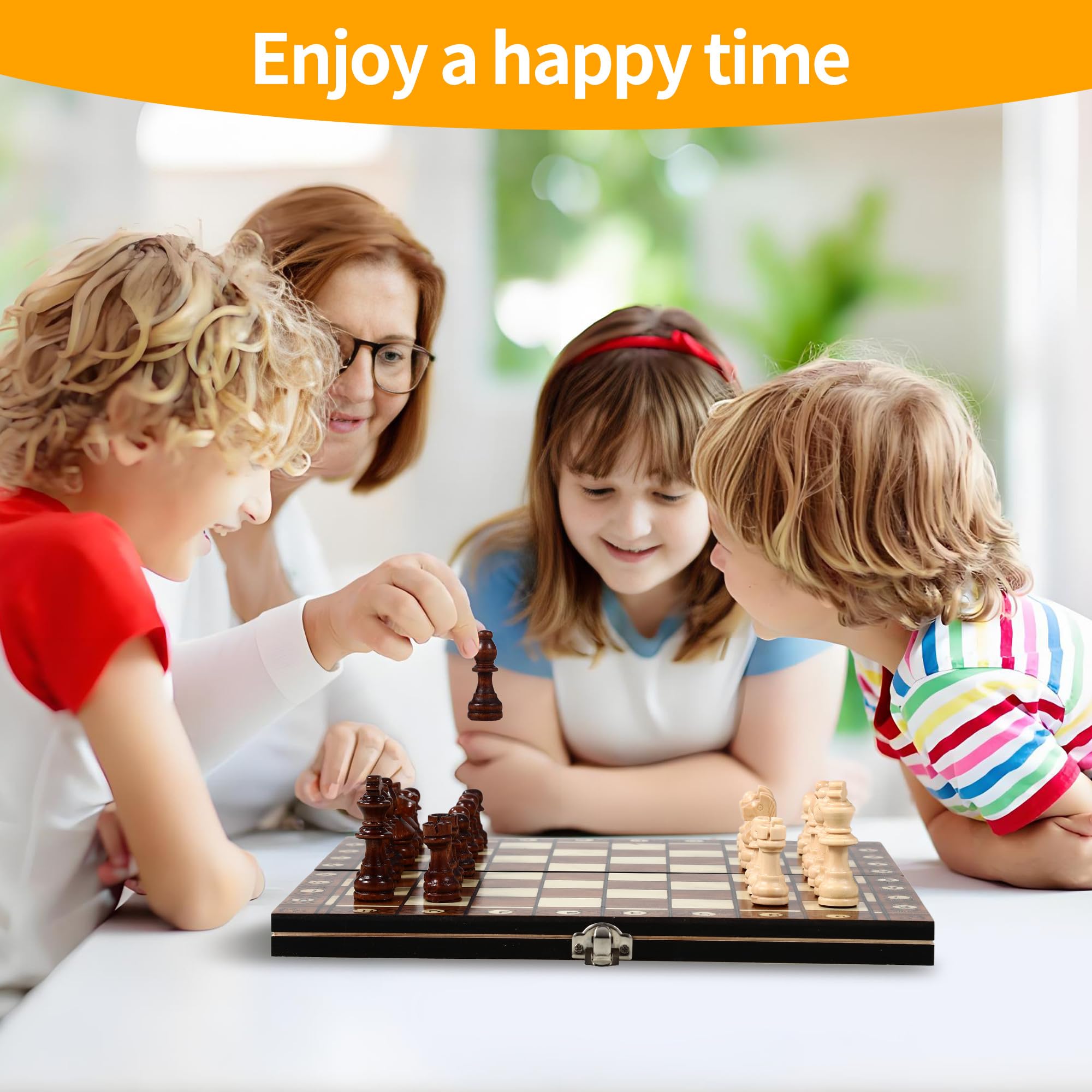 Jeu d'échecs magnétique, échiquier en Bois 3 en 1, Jeu d echec 29 x 29 cm, Jeu echec Pliable, Jeux d'echec pour Enfants, idéal pour Les fêtes, Les activités familiales, idéal pour Les Voyages
