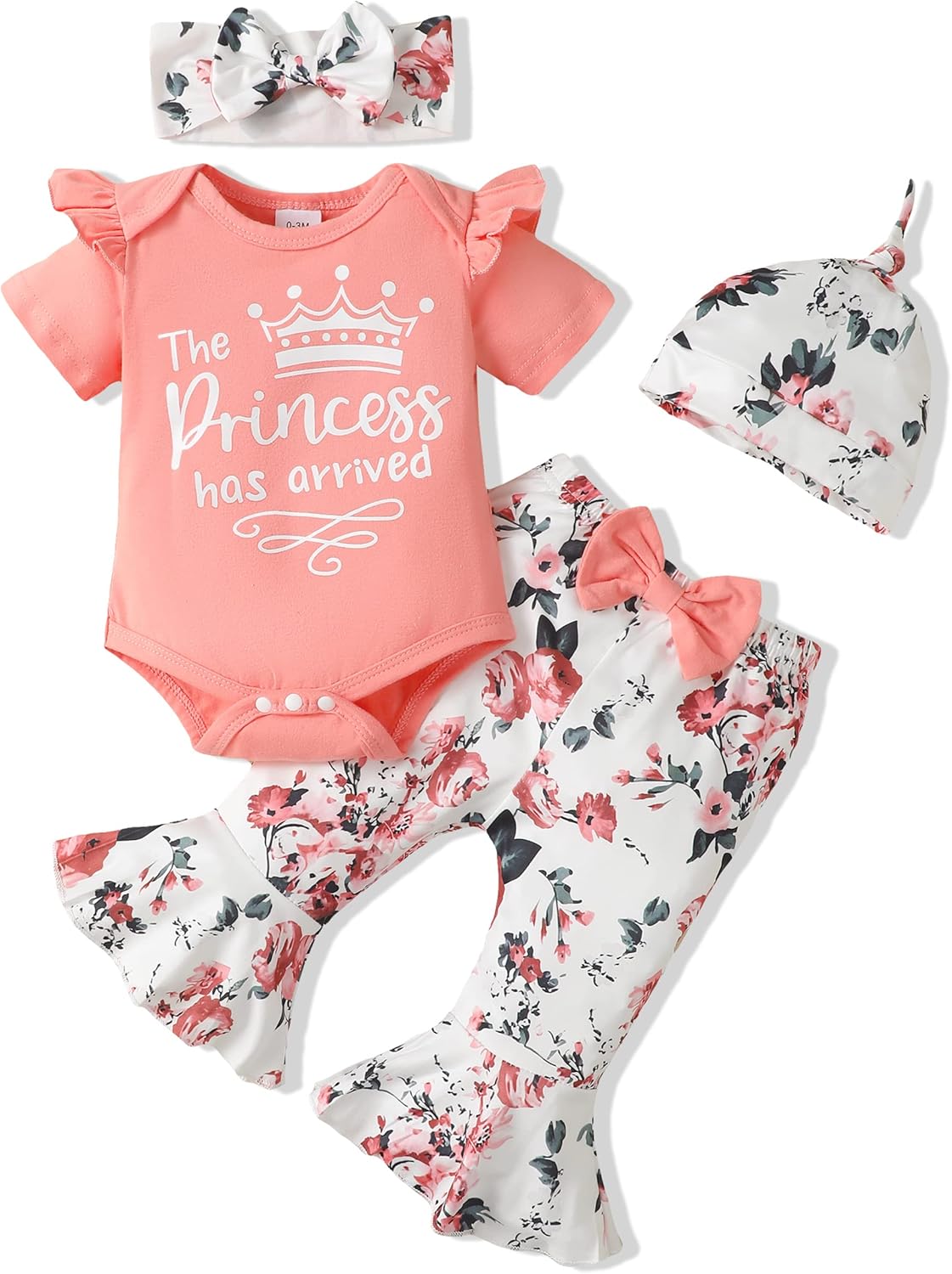Newborn Baby Girl Clothes Outfits Infant Clothing Ruffle Romper Top Floral Pants Outfit Sets for Baby Girls 0-18M