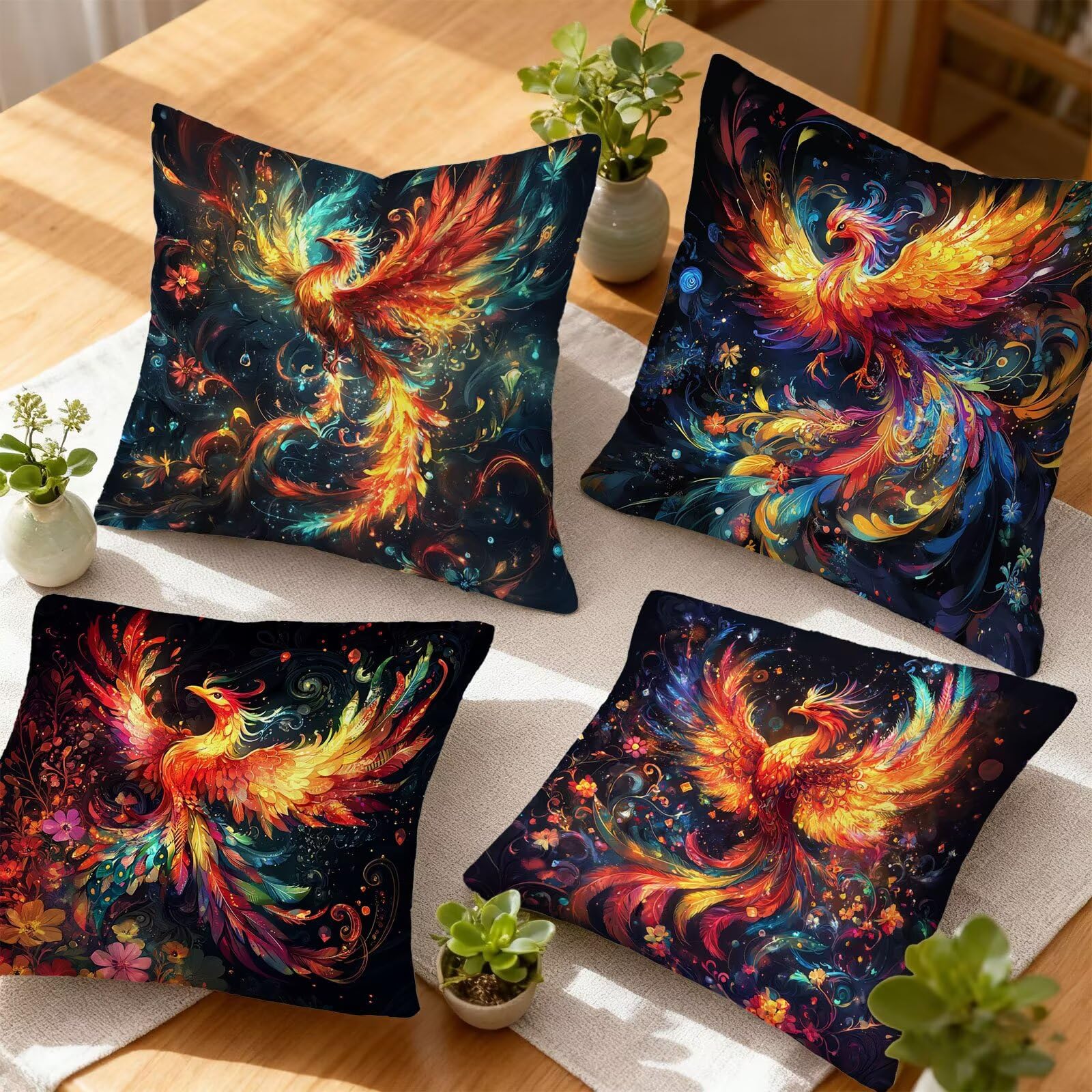 Vistoso Funda Cojin 60x60 FéNix Funda Almohada 60x60 Cojines Sofa Súper Suave Fundas Cojines Decorativos Fundas Almohadas 4 Piezas Cervicales y Cuello, para Hogar Sofa Cama Salon Decoracion E - 883