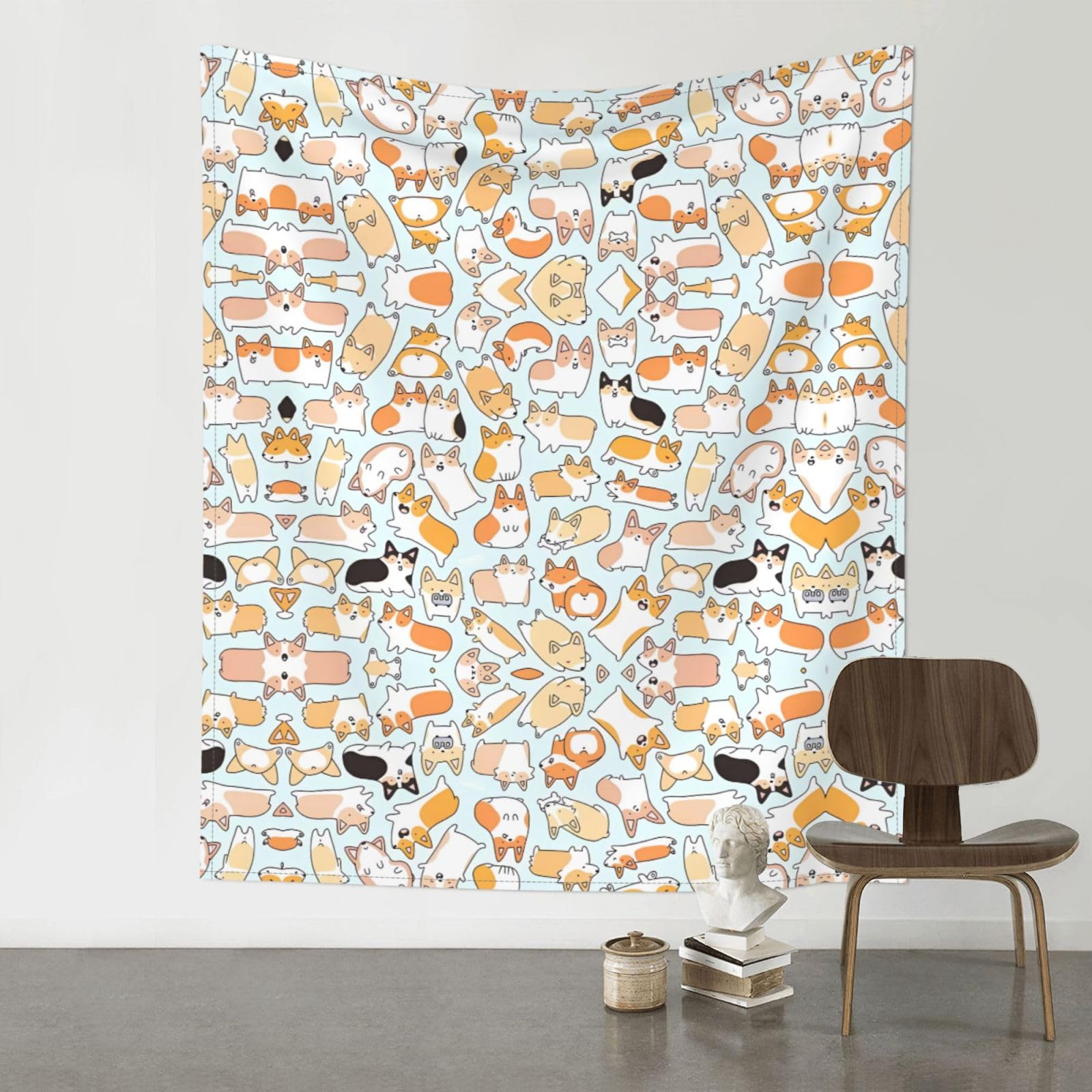 YYHHAOFA Dog Prints 60x51in Wall Tapestry – Durable Polyester Throw for Dorm, Beach, & Home Decor