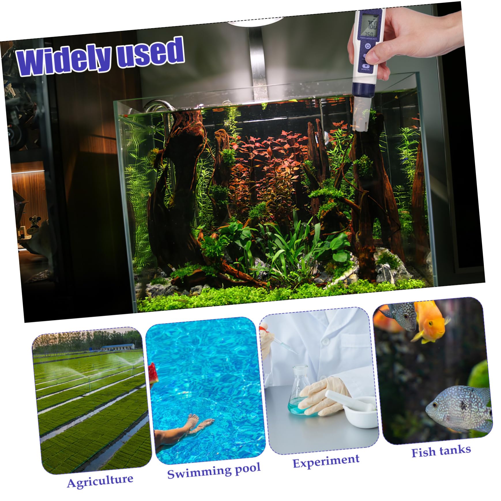 Digitaler Wasserqualitätsprüfer 5-in-1 aus Kunststoff für Pool