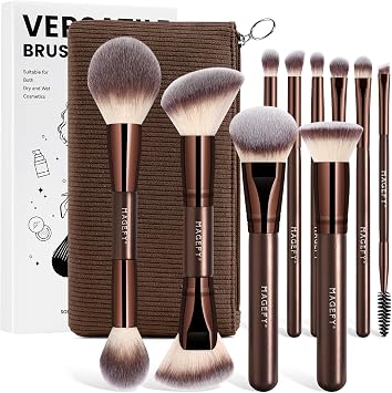 MAGEFY Make up Brush Set 10PCS Professional Make up Brushes Premium Synthetic Foundation Powder Concealers Brushes Kit with Bag