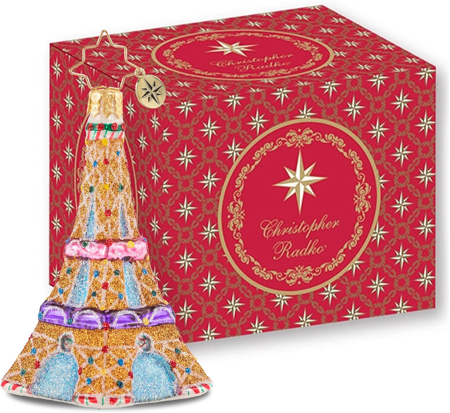Christopher Radko Eiffel Tower Glass Christmas Ornament