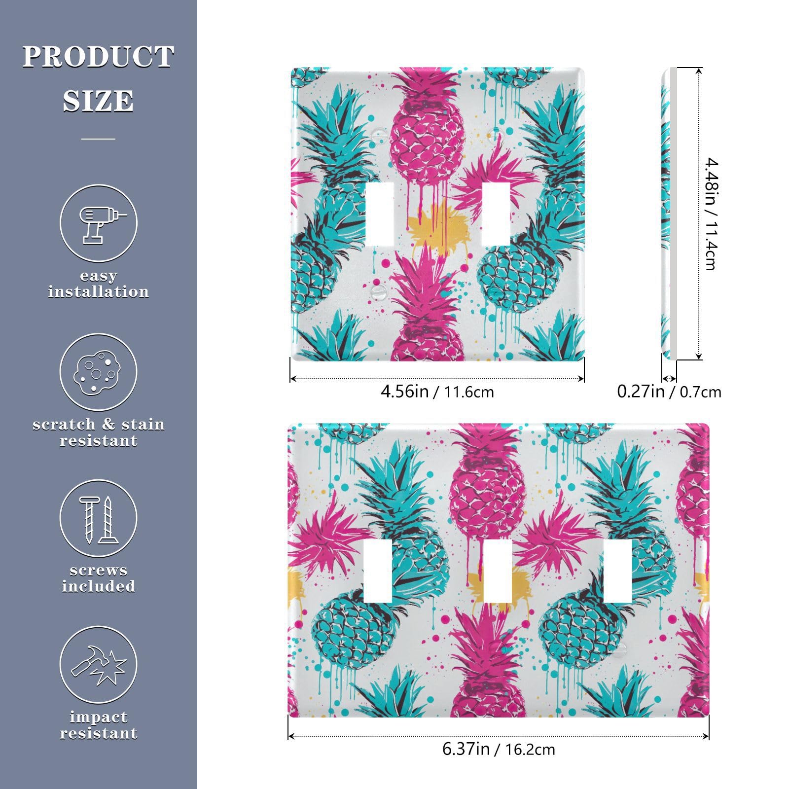 Light Switch Cover Pineapple Wall Plates for Electrical Outlets 3 Gang 202a8692