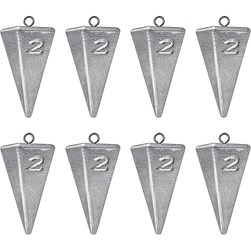 Pyramid Sinkers Fishing Weights, Saltwater Fishing Sinkers for Surf Fishing Gear Tackle - 1oz, 2oz, 3oz