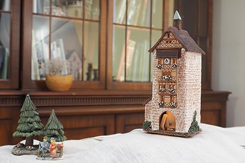 Miniatura 6 de Midene Portavelas de cerámica Art Tealight Decoración de la habitación Hecho a mano Coleccionable en miniatura Casa de luz Dolder Tower en