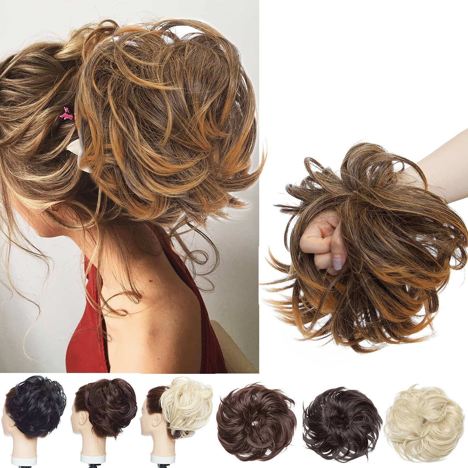 SEGO Hair Extensions Haargummi – Dickes Dutt-Gummi Mit Gewelltem Kunsthaar, Für Hochsteckfrisuren