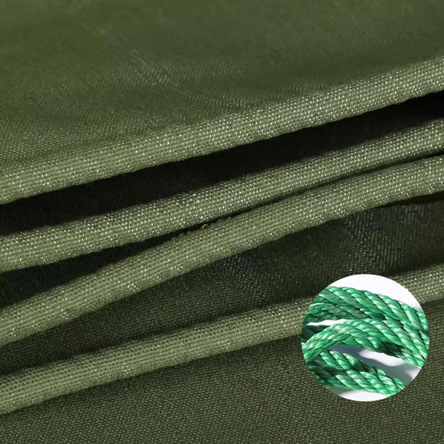 Green Tarp Canvas 0.8mm Thick Waterproof Tarpaulin - Heavy Duty Cover with Reinforced Grommets for Outdoor Use - Durable Multipurpose Tarp Cover
