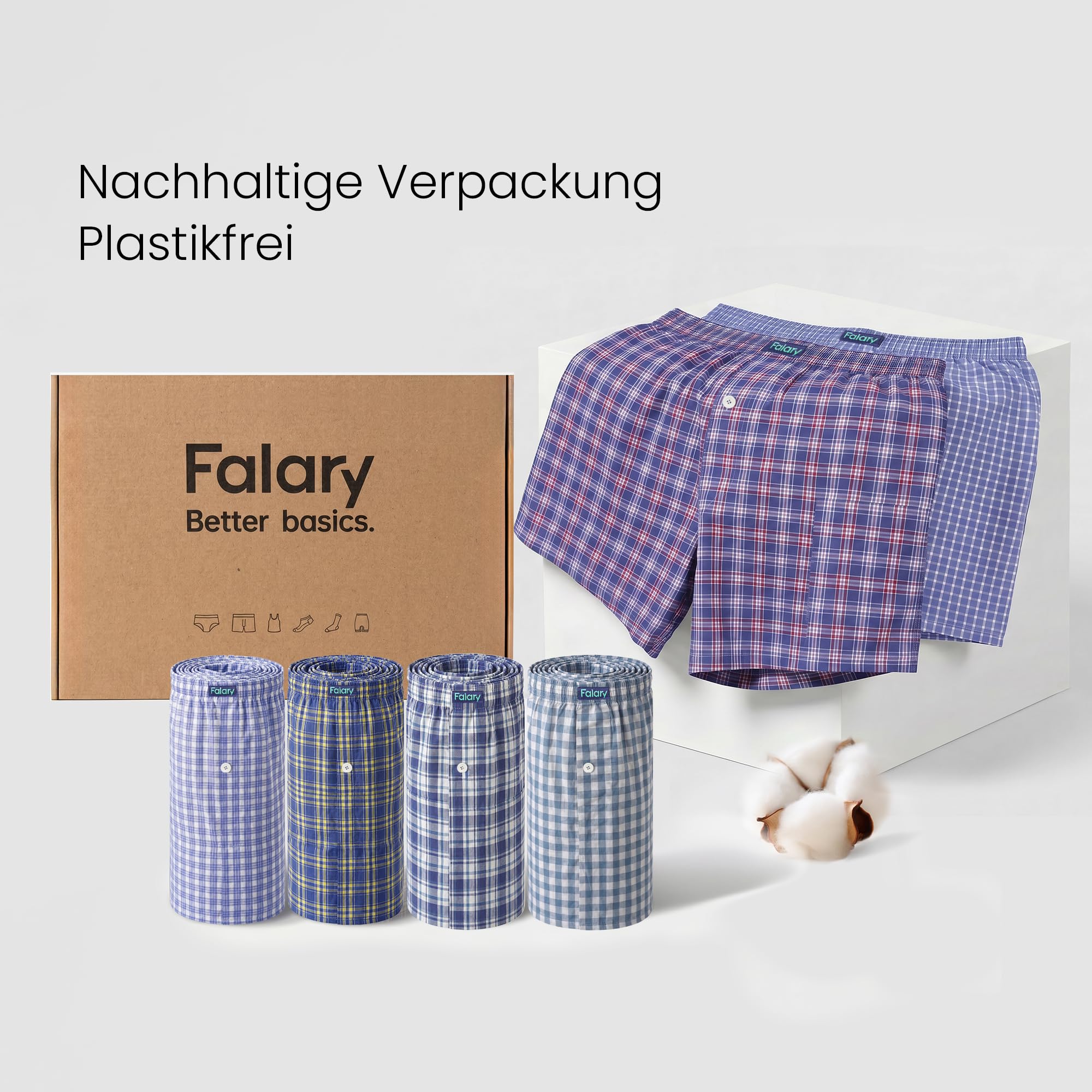 FALARY American Boxershorts Herren 6/12er Pack aus 100% Baumwolle | Lockere Unterwäsche Herren, Webstoff Unterhosen für Männer, Klassisch, Weit, Bequem (Gr.S-3XL)