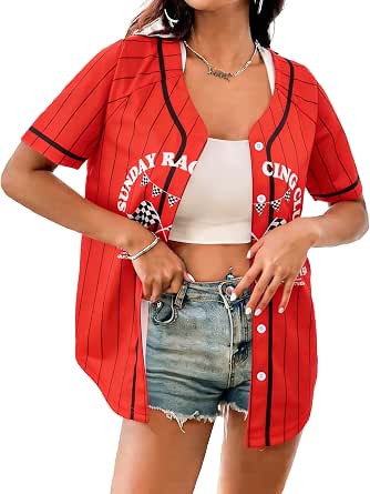 JINTING Race Day Jerseys for Women Sunday Racing Club Raceday Outfits | Race Day Shirts for Women Funny Racing Flag Shirts Short Sleeve Tops