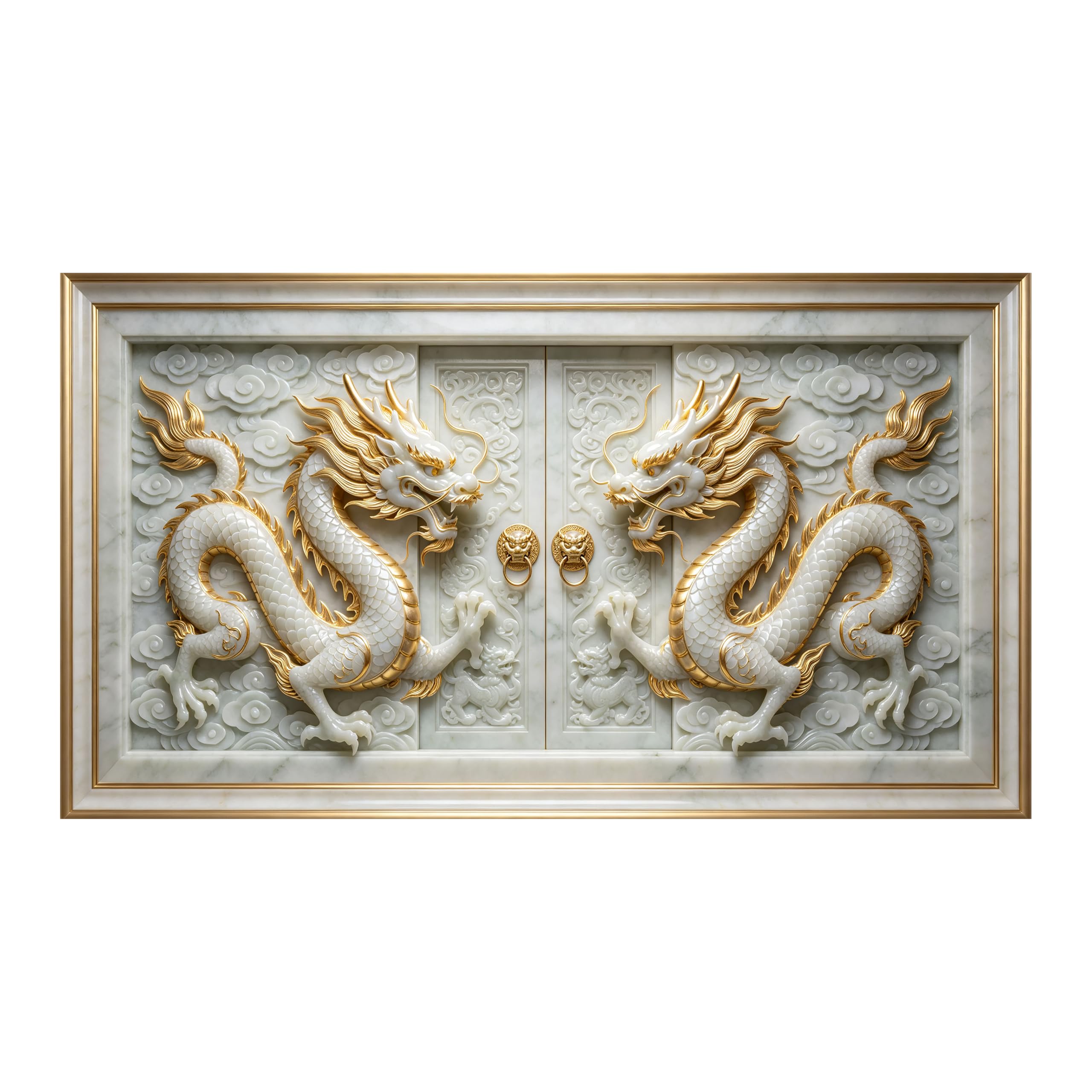 Yzpallescene Art260711003 3D Framed Wall Art Eastern Dragon Relief Neoclassical Large Size Selfadhesive Removable Wall Decor Prints Artwork For Living Room Bedroom Office